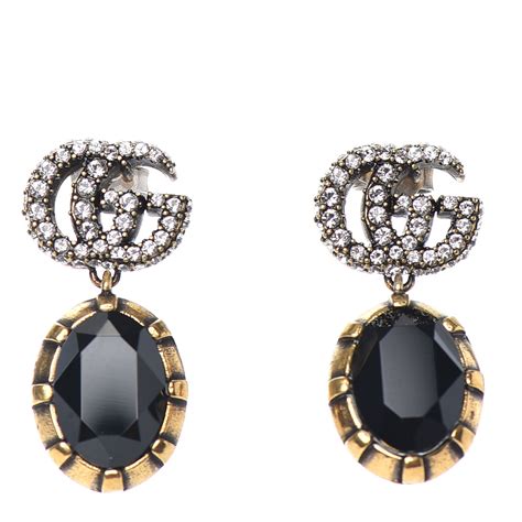 gucci earrings with black stone|cheapest gucci earrings.